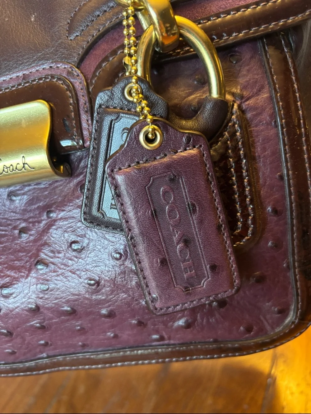 Coach Kristin Elevated Ostrich Embossed Satchel Plum 18232 - Picture 4 of 14